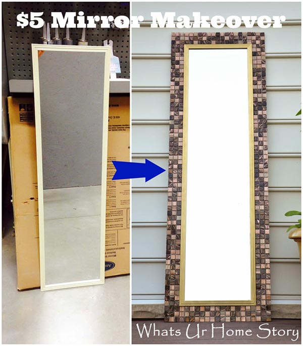 Tiles mirror cheap DIY project #diy #mirror #diymirror #cheapmirror #decorhomeideas