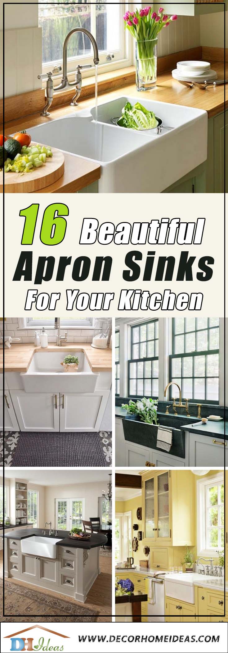 16 Most Beautiful and Stylish Kitchen Apron Sinks #sink #apronsink #kitchen #kitchensink #decorhomeideas