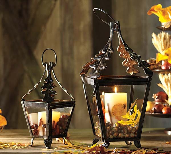 Candles in lanterns #falldecor #fallideas #candles #candlesdecor #decorhomeideas