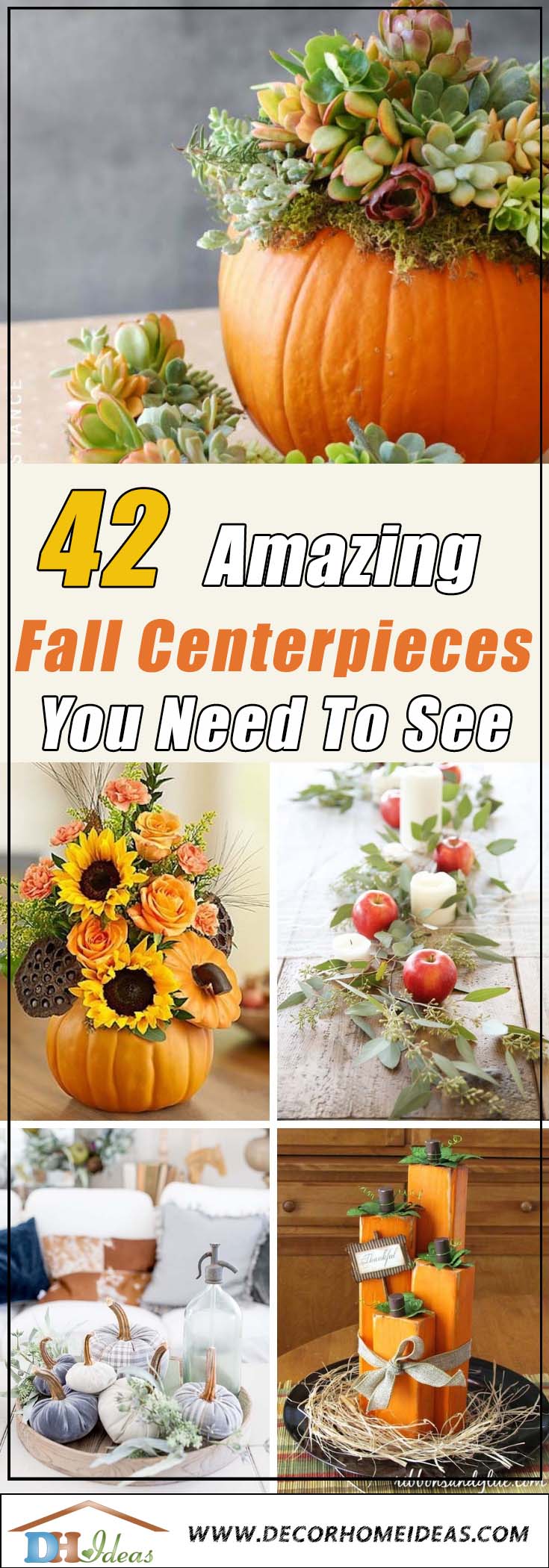 42 Amazing DIY Fall Centerpieces #centerpiece #fallcenterpiece #falldecor #diy #falldecoration #thanksgiving #decorhomeideas