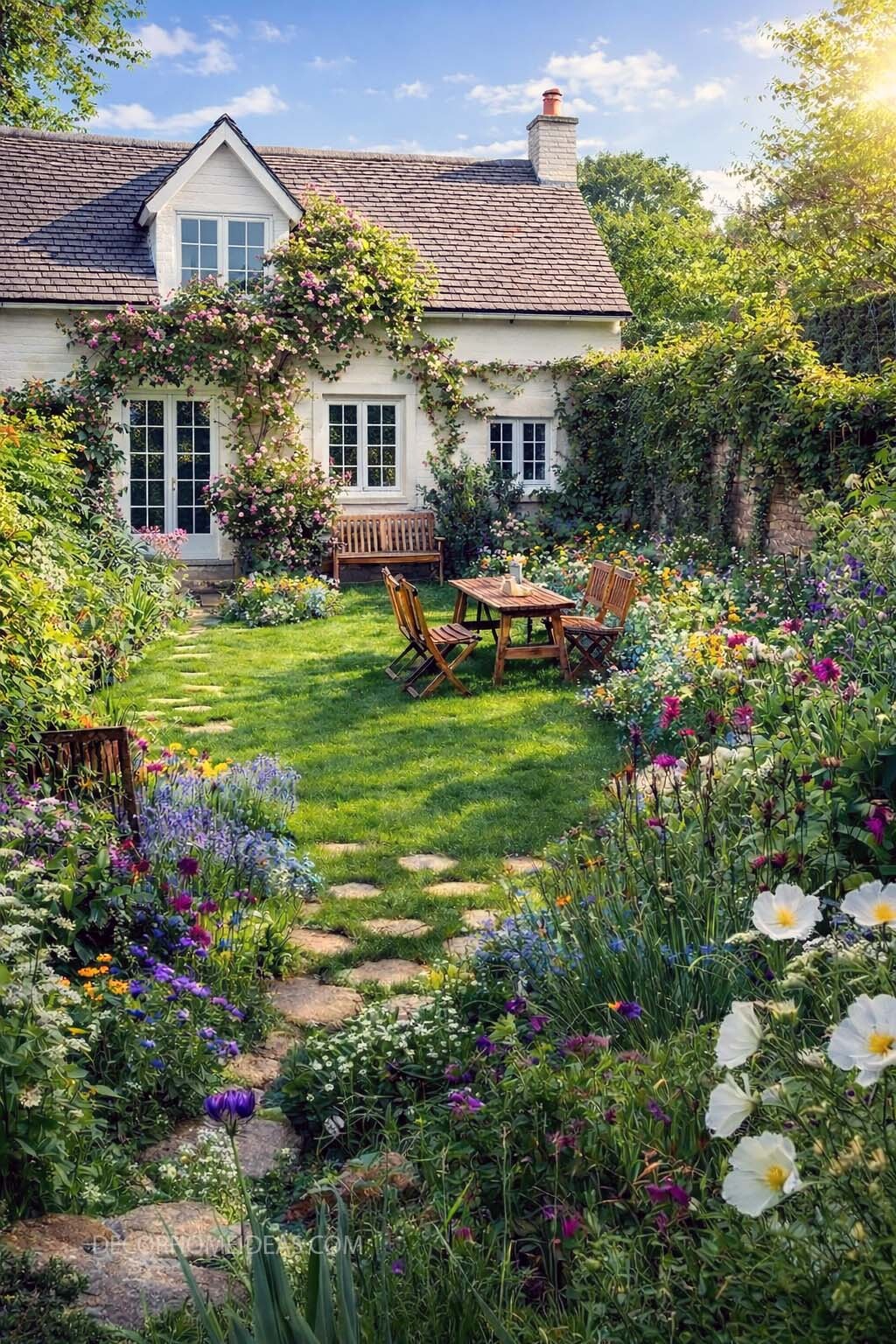 Dreamy English Cottage Garden Backyard