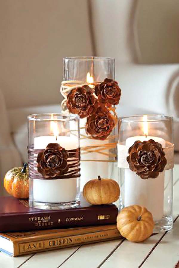 Fall candle decoration #falldecor #fallideas #candles #candlesdecor #decorhomeideas