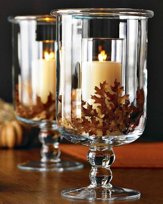 Fall candles in glasses #falldecor #fallideas #candles #candlesdecor #decorhomeideas