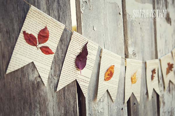 Fall leaf book page banner #craft #fall #falldecor #falldecorideas #decorhomeideas