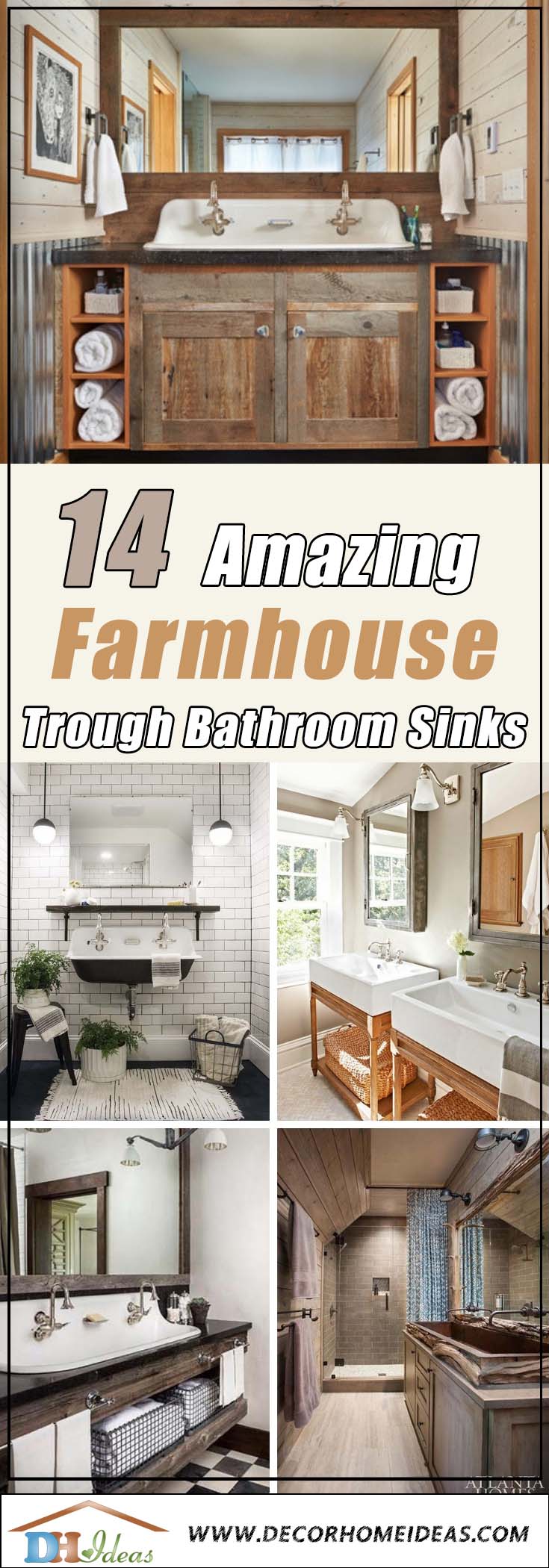 14 Amazing Farmhouse Trough Bathroom Sink Designs