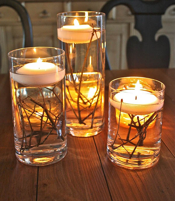 Floating fall candles #falldecor #fallideas #candles #candlesdecor #decorhomeideas