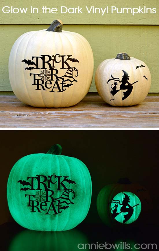 Glow in the Dark Vinyl Pumpkins #halloweendecorations #halloween #diyhalloween #halloweendecor #decorhomeideas