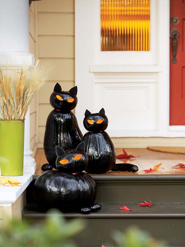 Halloween black cat pumpkins outdoor decoration #halloweendecorations #halloween #diyhalloween #halloweendecor #decorhomeideas