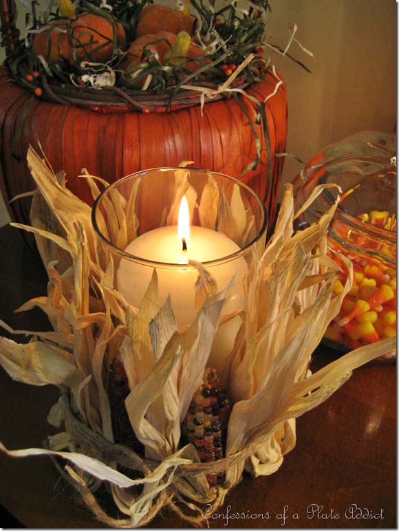 Indian Corn Candle Decoration #falldecor #fallideas #candles #candlesdecor #decorhomeideas