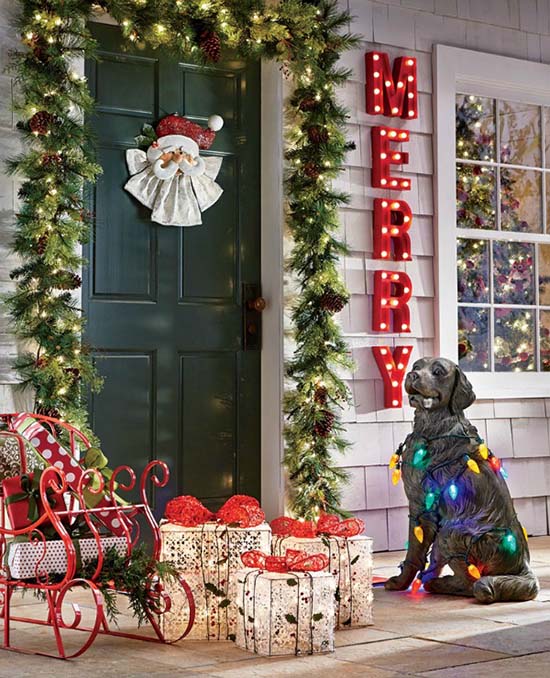 Merry Christmas Front Porch Decorations #Christmasdecoration #Christmas #frontporch #porch #decoration #decorhomeideas