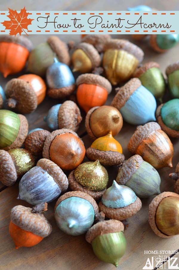 DIY Painted Acorns fall crafts #craft #fall #falldecor #falldecorideas #decorhomeideas