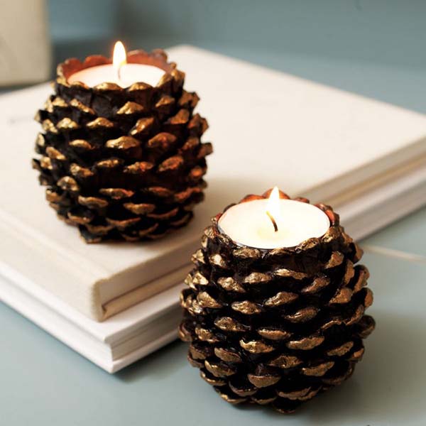 Pinecone fall candles decoration #falldecor #fallideas #candles #candlesdecor #decorhomeideas