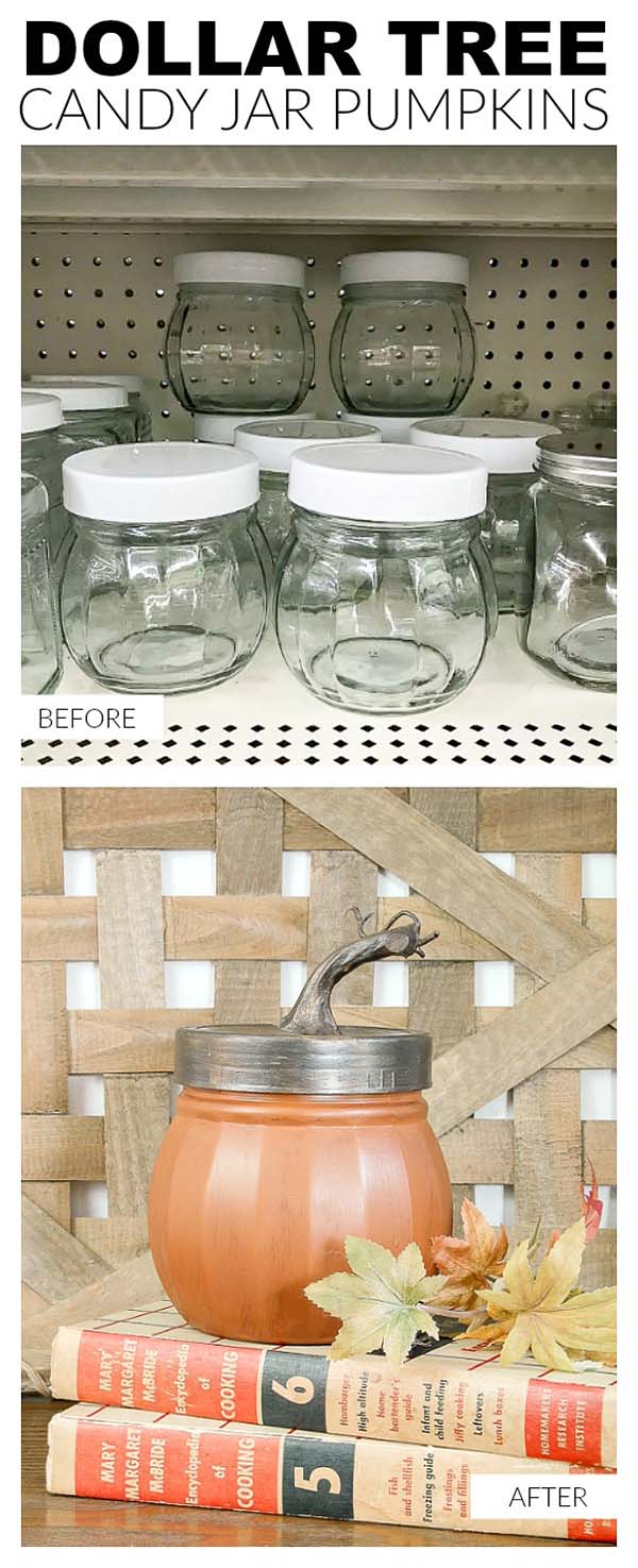 Storage Jars Pumpkins #craft #fall #falldecor #falldecorideas #decorhomeideas