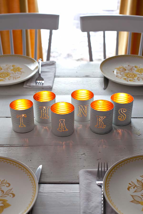 Tin Punched Candles Fall Decor #craft #fall #falldecor #falldecorideas #decorhomeideas