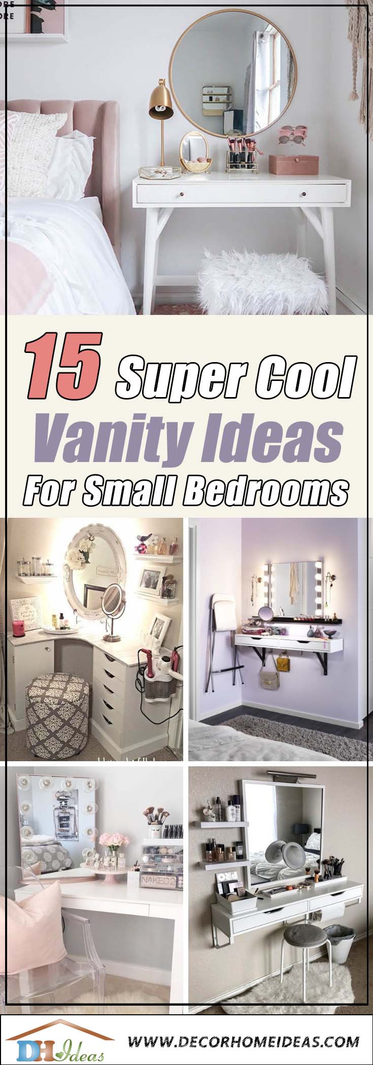 15 Cool Vanity Ideas for Small Bedrooms #vanity #bedroom #vanitybedroom #makeupvanity #homedecor #decorhomeiedeas