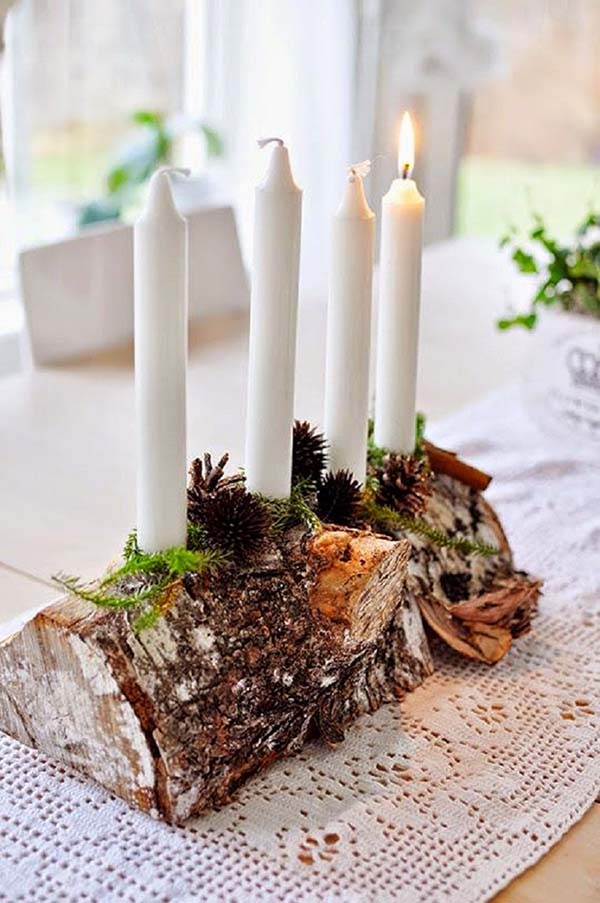 Wood stand candle decoration #falldecor #fallideas #candles #candlesdecor #decorhomeideas