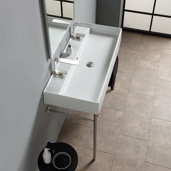 Bathroom trough sink double faucet #troughsink #sink #bathroom #bathroomsink #decorhomeideas