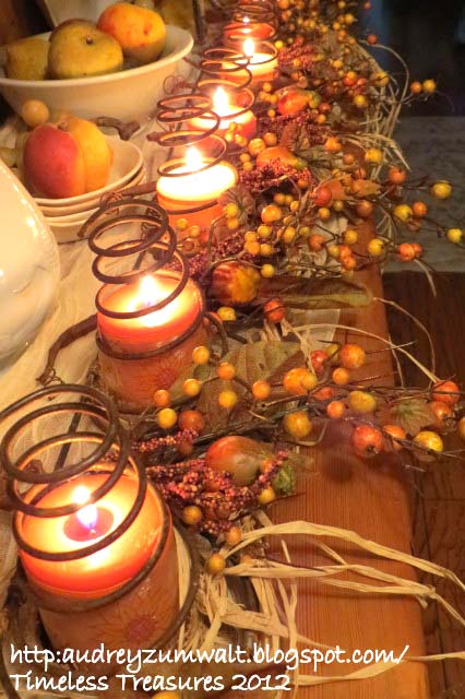 Candle fall decor with rusty springs #falldecor #fallideas #candles #candlesdecor #decorhomeideas