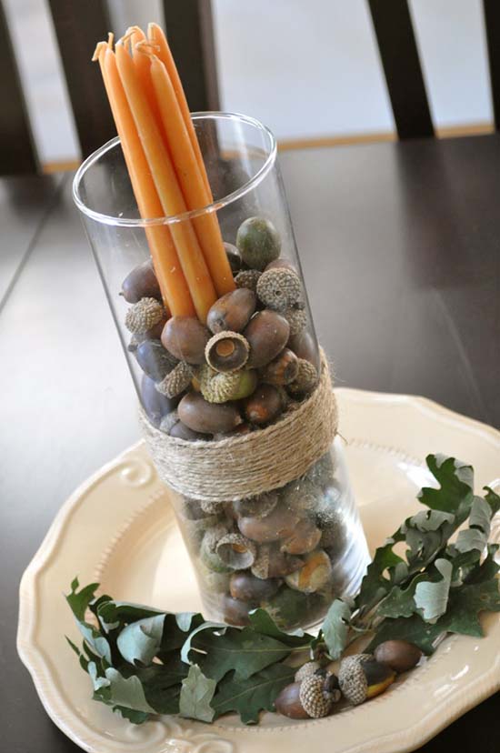 DIY fall acorn centerpiece #fallcenterpiece #falldecor #diy #falldecoration #thanksgiving #decorhomeideas