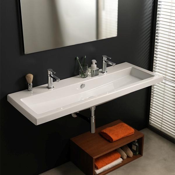 Ceramic trough bathroom sink #troughsink #bathroomsink #bathroom #sink #sinkmaterial #decorhomeideas