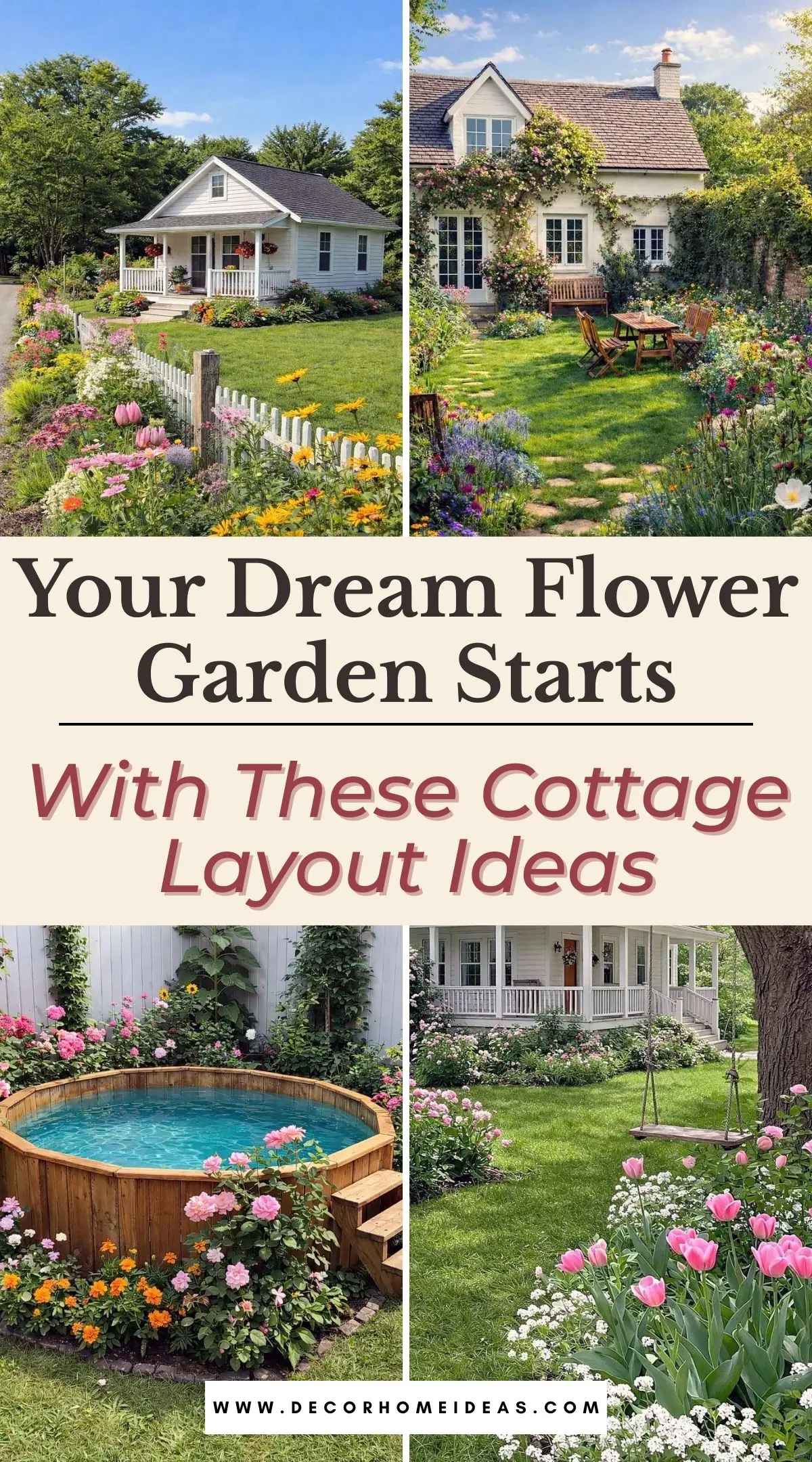 Planning a cottage-style garden? These inspiring cottage garden layouts show how to combine perennials, wildflowers, and rustic elements to create a lush garden design that feels natural, colorful, and full of life. Perfect inspiration for backyard garden lovers.