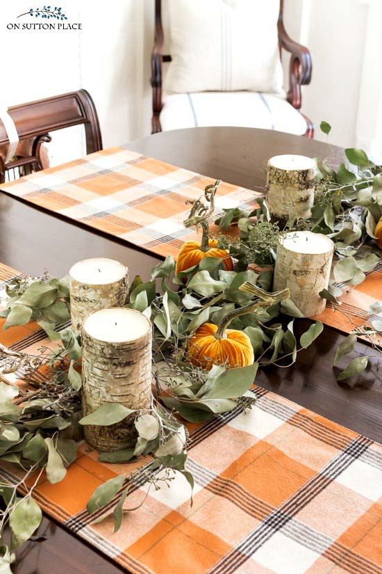 Eucalyptus garland diy fall decor #fallcenterpiece #falldecor #diy #falldecoration #thanksgiving #decorhomeideas