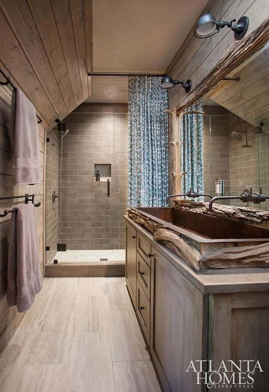 Farmhouse bathroom trough sink design #troughsink #bathroom #farmhouse #sink #decorhomeideas