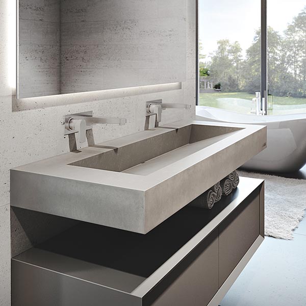 Floating concrete ramp sink #troughsink #bathroom #sink #concretesink #bathroomideas #decorhomeideas