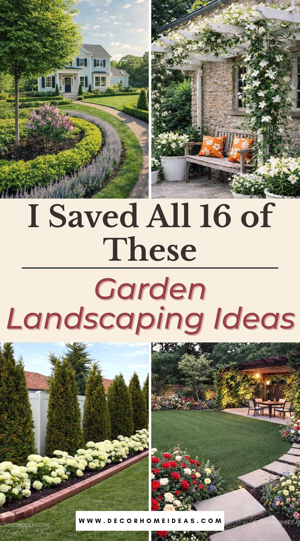 Every single one of these garden landscaping ideas is worth saving. They blend beauty and function in a way that feels inviting, realistic, and timeless. Scroll through for inspiration that works for real yards—not just picture-perfect gardens.