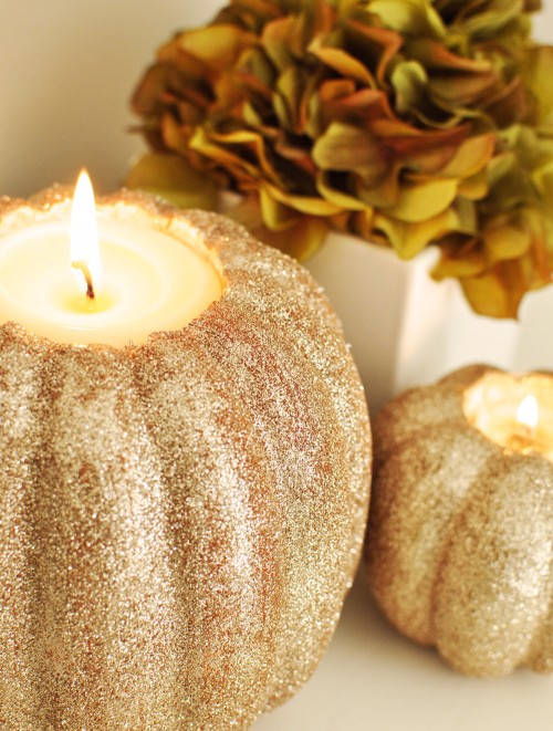 Glitter candle holder centerpiece #fallcenterpiece #falldecor #diy #falldecoration #thanksgiving #decorhomeideas