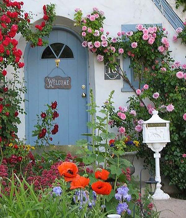 Inviting front door garden #cottagegarden #cottage #garden #landscaping #backyard #flowers #decorhomeideas