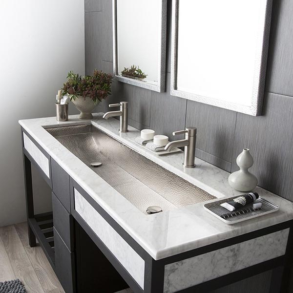 Stainless steel trough bathroom sink