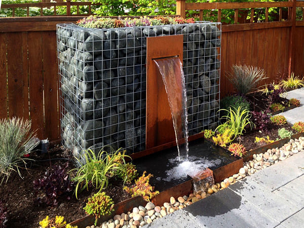 Waterfall gabion planter #gabion #gabionplanter #flowerplanter #gardenideas #decorhomeideas