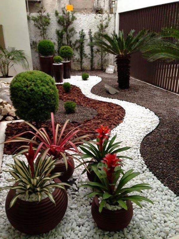 White pebbles garden landscaping #garden #landscaping #gardenideas #decorhomeideas