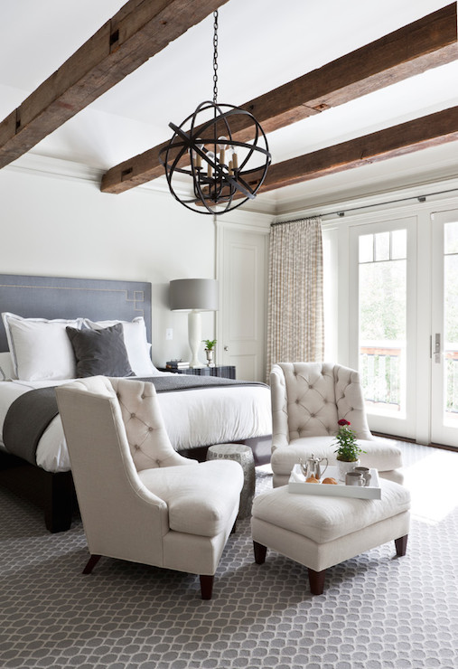 Wooden beam master bedroom #bedroom #masterbedroom #sittingarea #homedecor #interiordesign #decorhomeideas