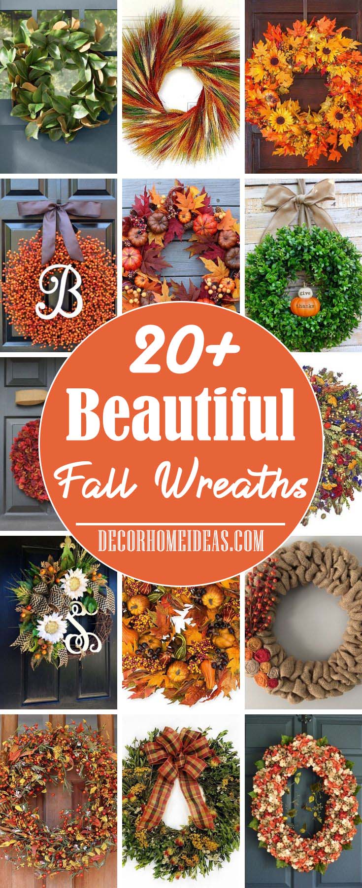 Home Harvest Wreath For Front Door And Thanksgiving Decorations