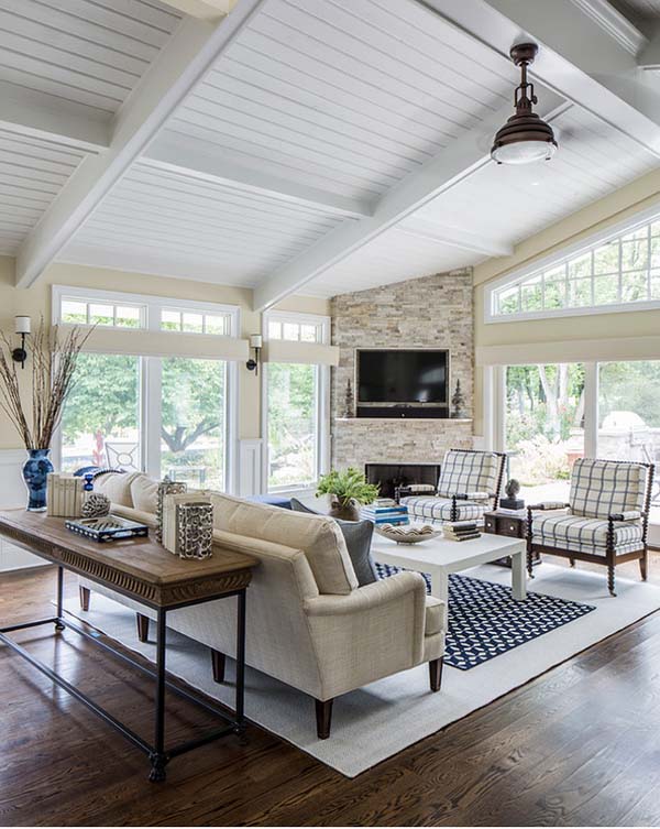 Airy space living room with corner fireplace #fireplace #fireplaceideas #corner #decorhomeideas