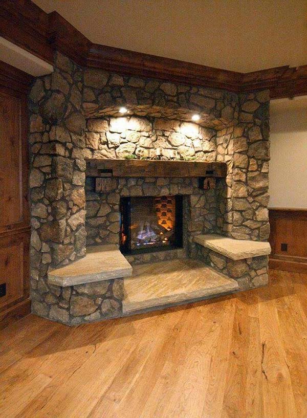 Big Corner Fireplace With Seating #fireplace #fireplaceideas #corner #decorhomeideas