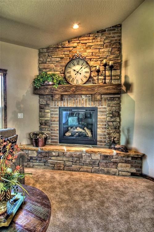 Farmhouse corner fireplace design #fireplace #fireplaceideas #corner #decorhomeideas