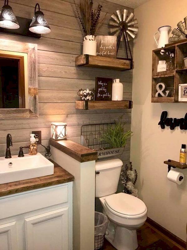 19 Lovely Country Bathroom Decor Ideas, Small Country Style Bathroom Designs