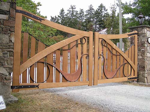 Custom made cedar wood driveway 