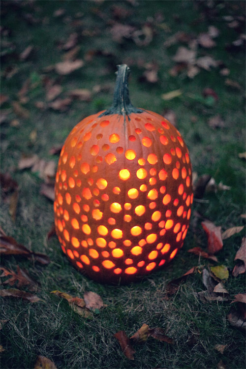 Drill Holes Carved Pumpkin #pumpkin #carving #halloween #falldecor #decorhomeideas