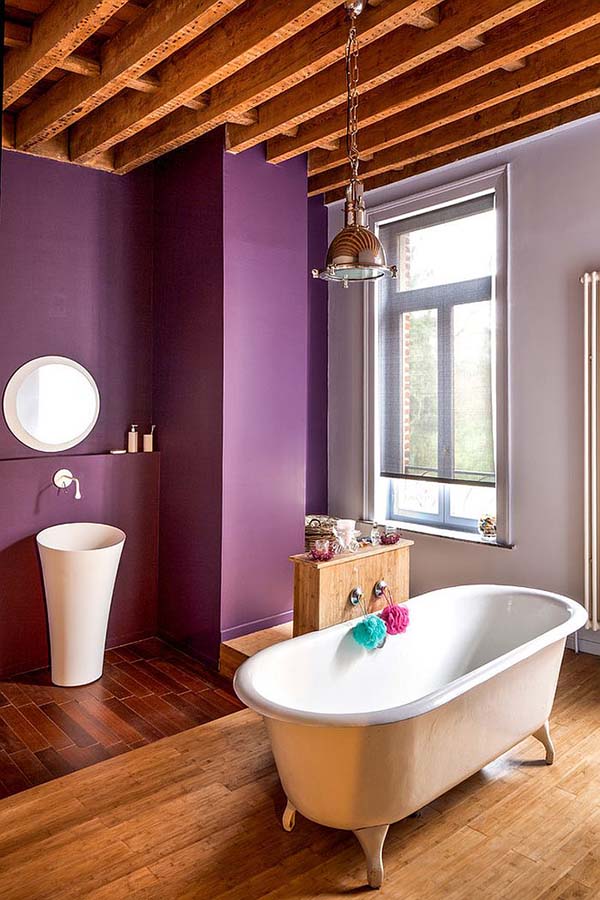 Farmhouse purple bathroom #purplebathroom #purple #bathroom #lavender #bathroomideas #decorhomeideas