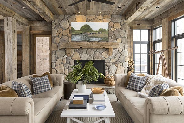 Fireplace mantel with windows on each side and doors #fireplacemantel #fireplace #mantel #homedecor #decorhomeideas