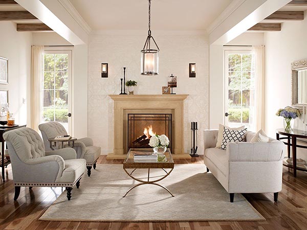 Fireplace with glass doors on each side #fireplacemantel #fireplace #mantel #homedecor #decorhomeideas