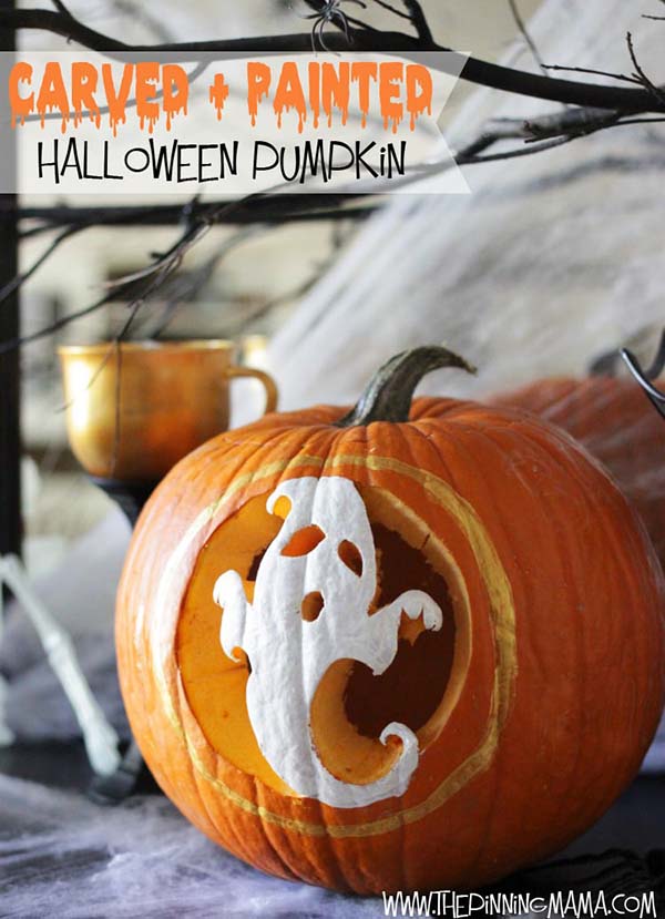 Ghost Carved Pumpkin #pumpkin #carving #halloween #falldecor #decorhomeideas