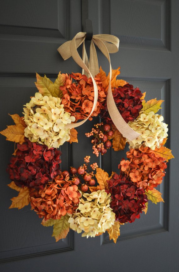 Hydrangea Fall Wreath #falldecor #etsy #fallideas #falldecoration #decorhomeideas