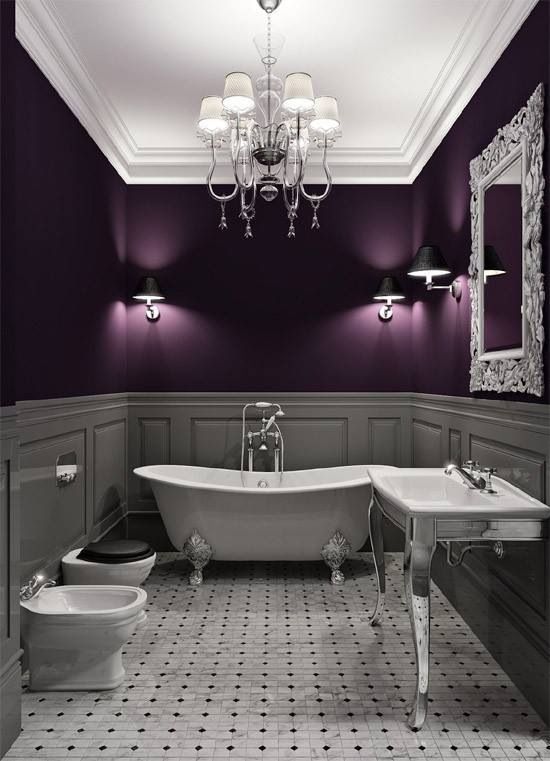 35 Best Purple Bathroom Ideas For 2022, Purple Black And White Bathroom