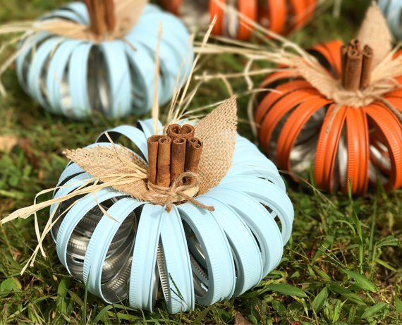 Mason Jar Lid Pumpkin #falldecor #etsy #fallideas #falldecoration #decorhomeideas