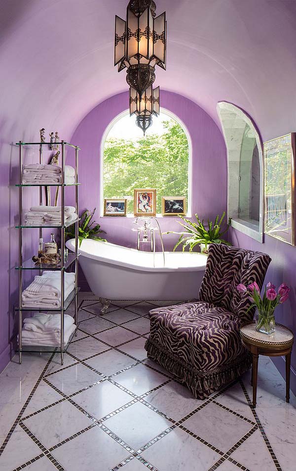 Mediterranean purple bathroom #purplebathroom #purple #bathroom #lavender #bathroomideas #decorhomeideas